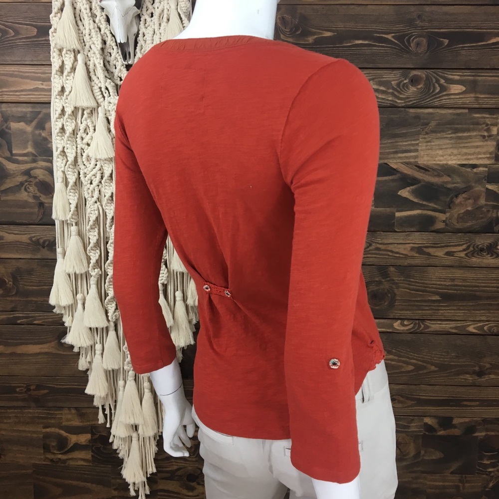 Postmark | Rust Lace Split Neck Blouse Roll Sleeve - image 5